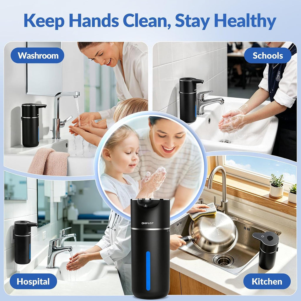 Automatic Liquid Soap Dispenser Touchless,6-Level Adjustable,USB Rechargeable Smart Soap Dispenser,16.9oz/500mL Compatible with Thick Thin Dish/Hand Soap for Bathroom Accessories Kitchen Sink-Black