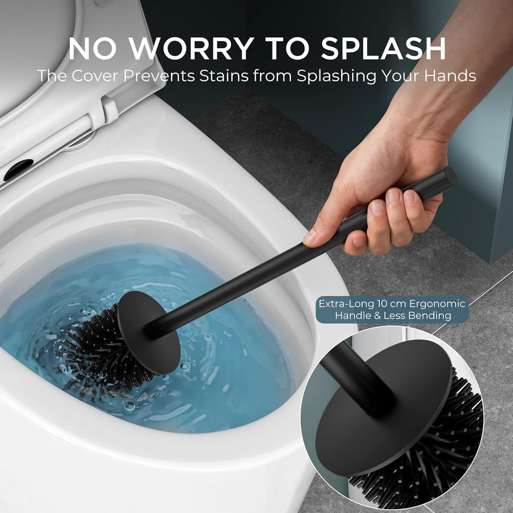 FORIOUS Stainless Steel Toilet Bowl Brush Scrubber and Holder Set Short