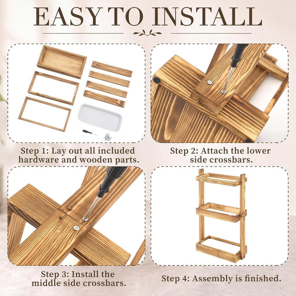 Patelai Wooden Umbrella Stand Rack with Removable Drip Tray for Entryway