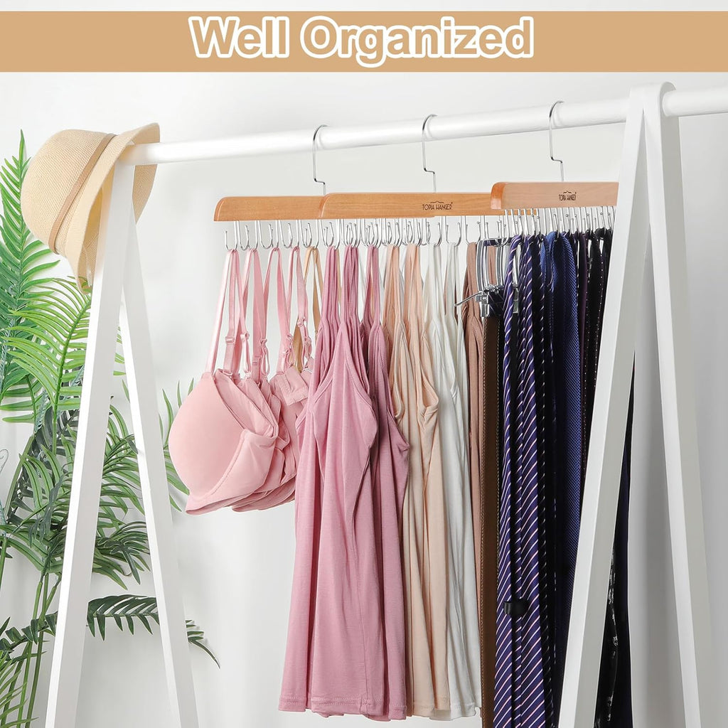 TOPIA HANGER Bra Hanger for Closet, Tank Top Hangers Space Saving Natural