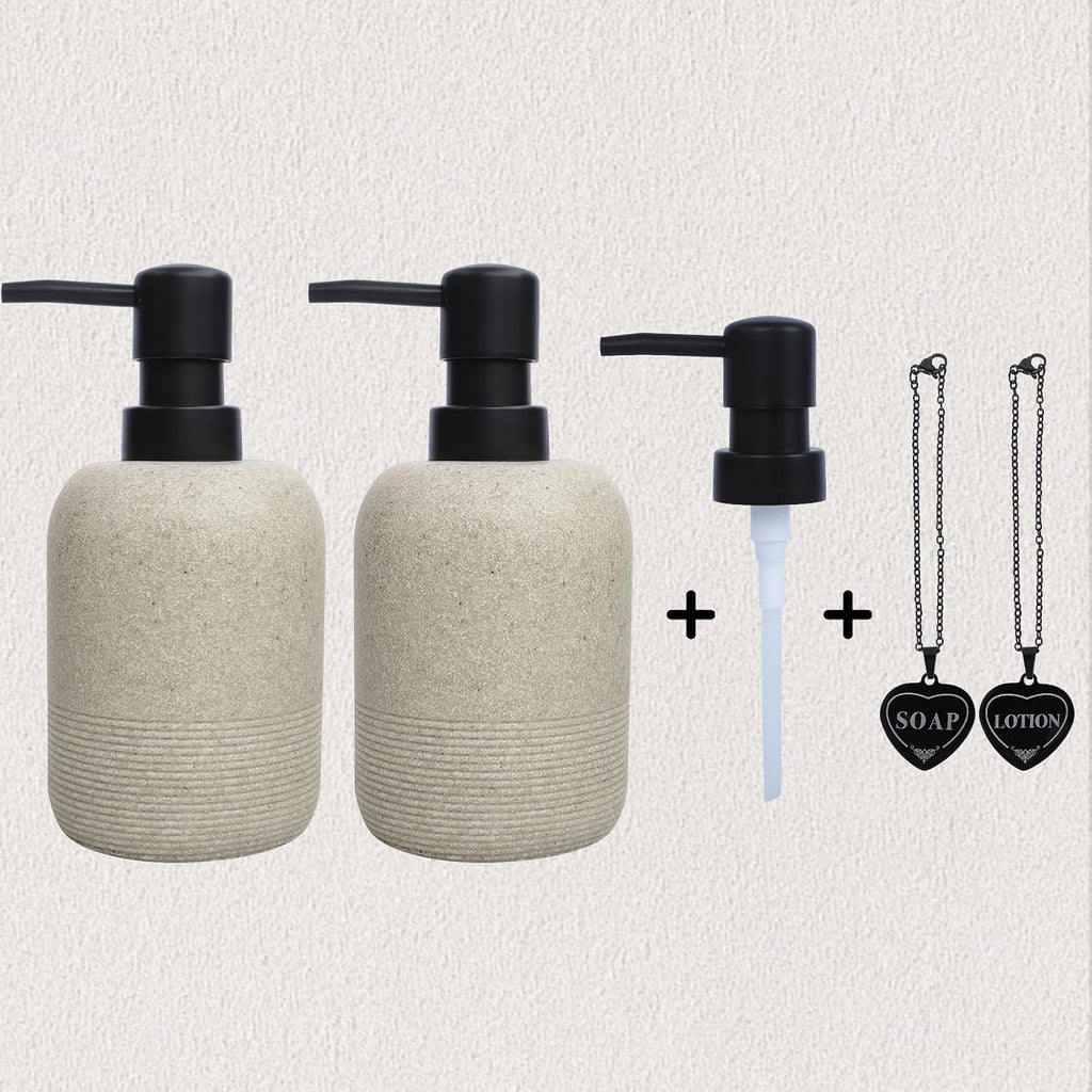 Hand Soap and Lotion Dispenser Set, Resin Bottles Black Heart