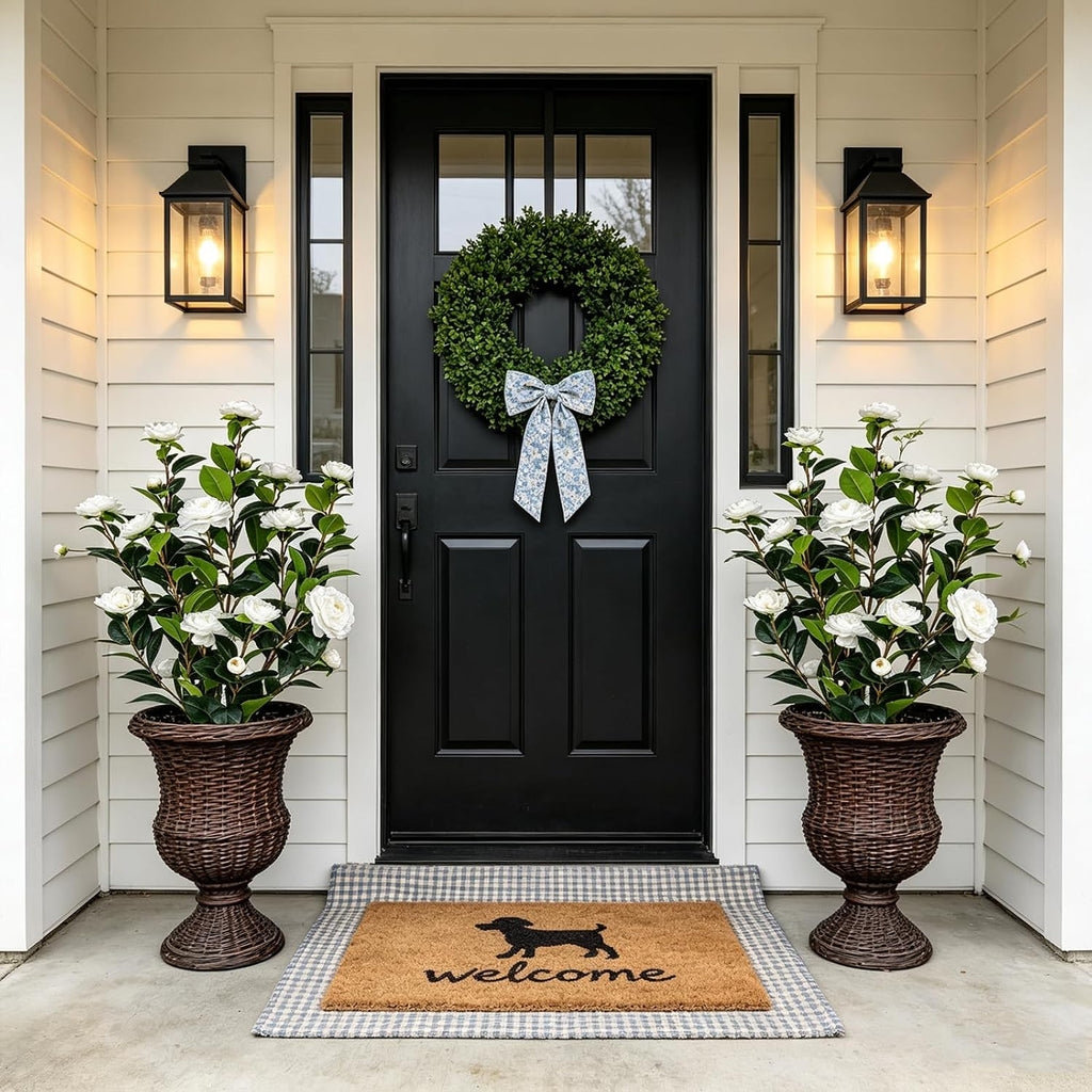2‑Pack 3FT White Artificial Potted Camellia Tree Home Decor