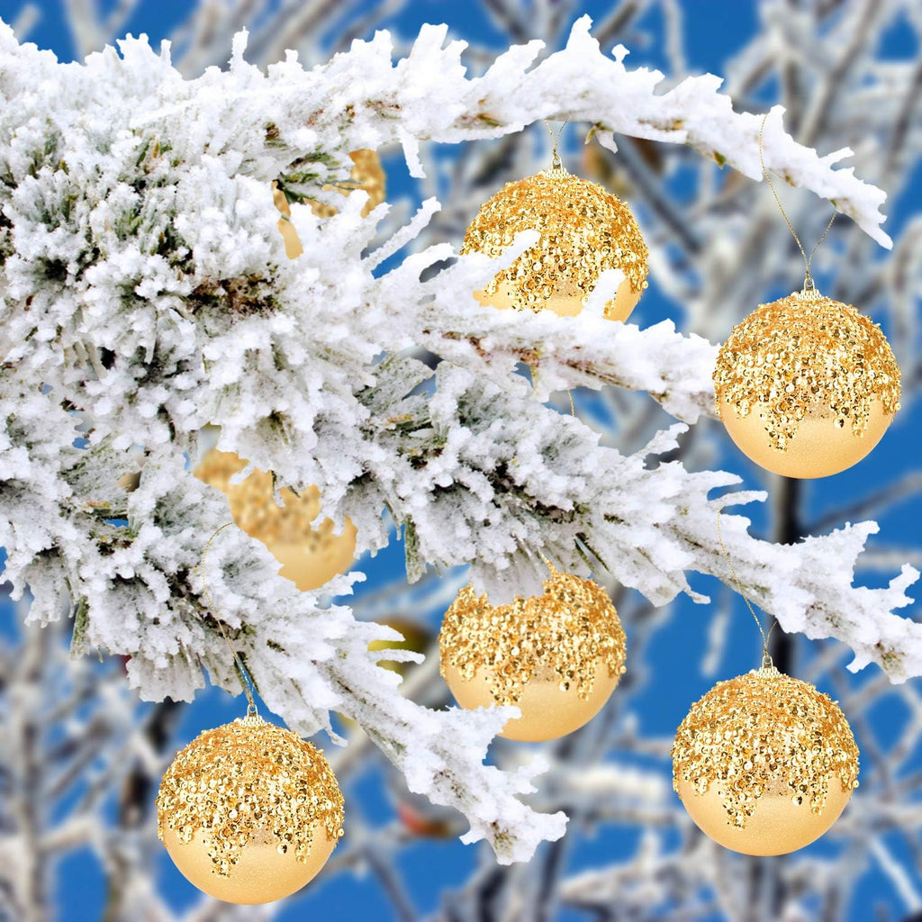 4pc Gold Christmas Ball Ornaments, Shatterproof Christmas Ball Decorations for Trees, Wedding Party Holiday Decorations