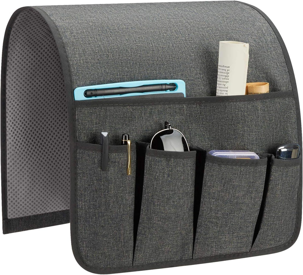 Sofa Armrest Organizer, Remote Control Holder for Recliner Couch, Arm Chair Caddy with 5 Pockets for Magazine, Tablet, Phone, iPad