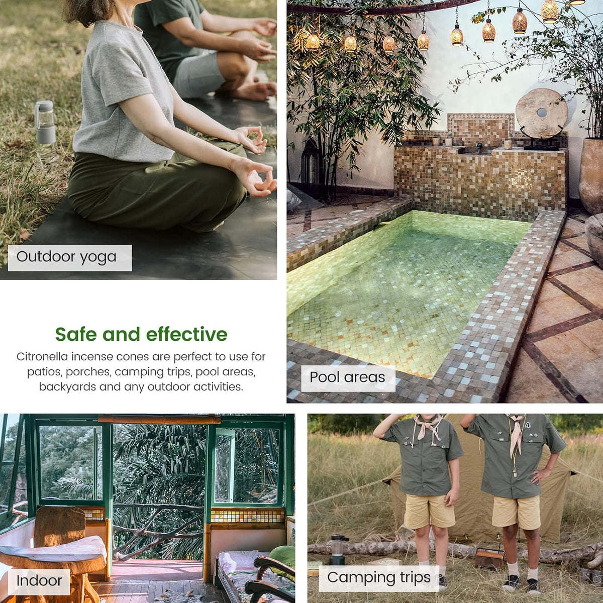 Citronella Incense Cones with Ceramic Dishes | Made with Plant-Based Ingredients | Citronella | Lemongrass Oil | Rosemary Oil | Suitable for Indoor and Outdoor Use (65 Cones)