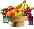 Wooden Fruit Bowl for Kitchen Counter, Bamboo Pedestal Fruit Basket, Vented