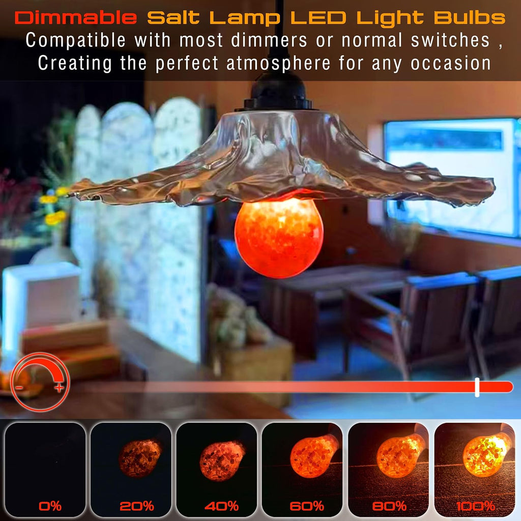 Dimmable Himalayan Salt Lamp Light Bulbs,A60 Amber Light Bulb 2200K, 2Pack