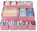 Drawer Organizer for Clothes, 8 Pack Pink Fabric Dresser Organizer Bins