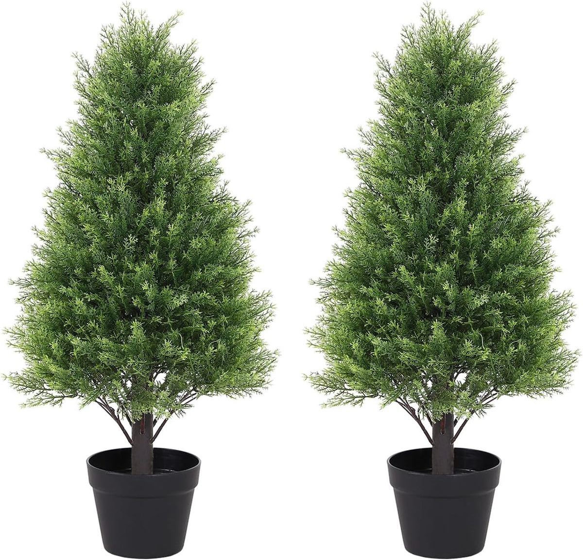 30" Cedar Topiary Trees Artificial Outdoor Set of 2