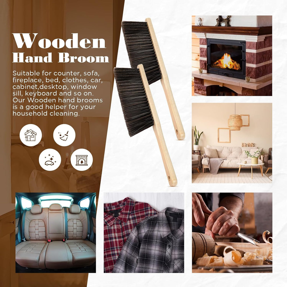 Tioncy 24 Pieces Wooden Dust Brush Bulk Hand Broom Bench Brush