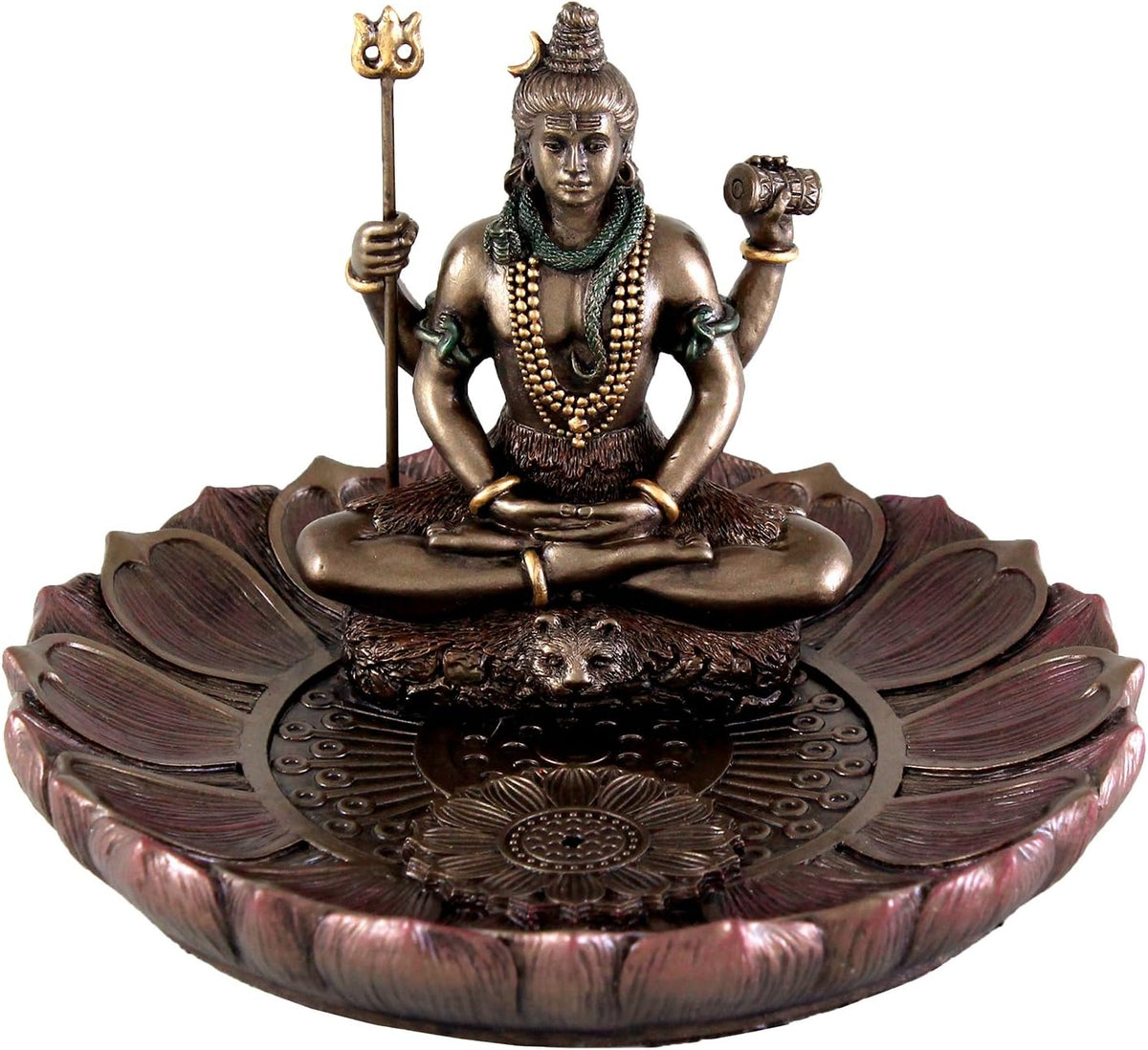 Top Collection Hindu God Shiva in Meditation Round Incense Holder Plate Incense Burner
