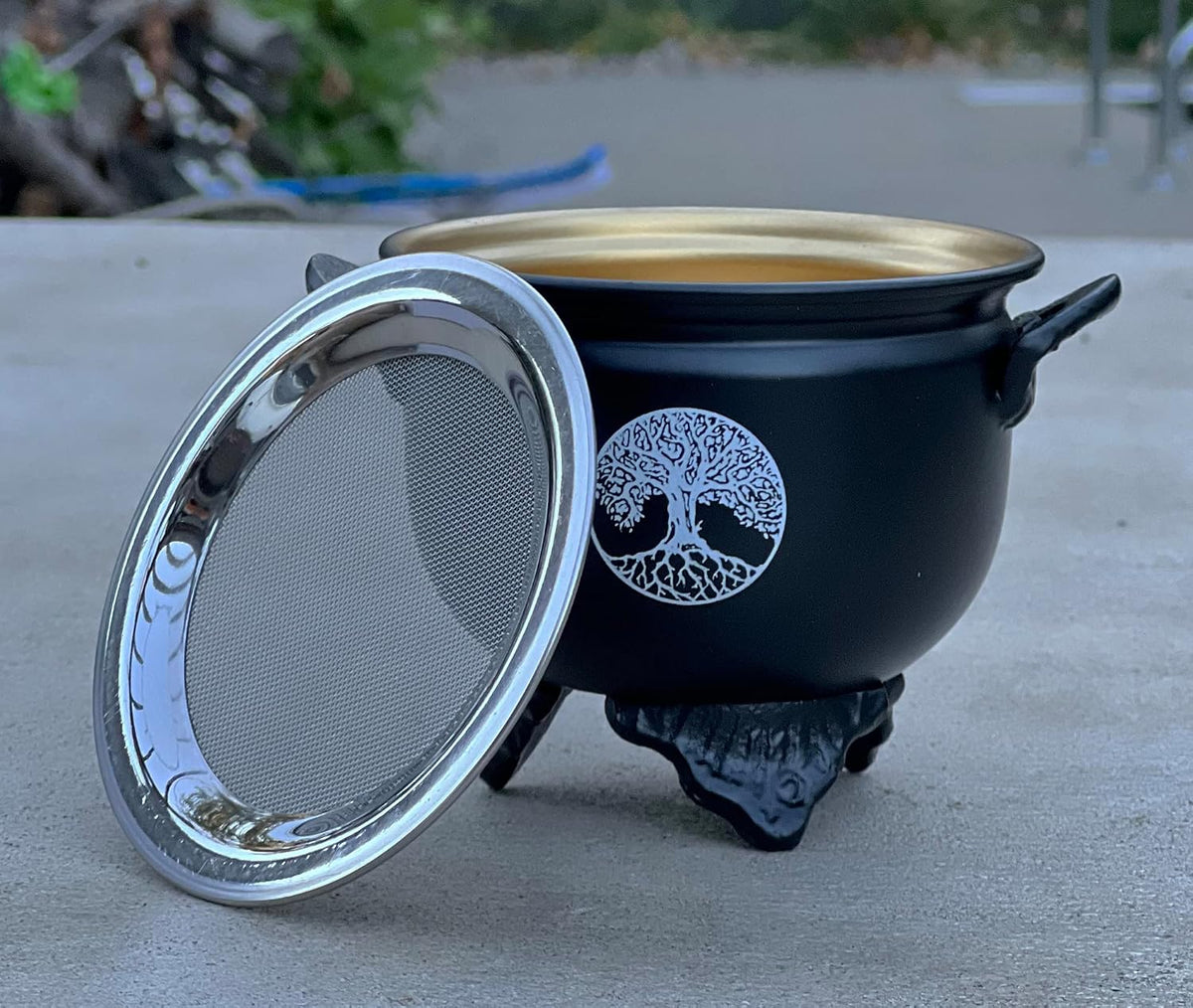 Large Metal Charcoal Incense Burner – Tree of Life Design – Round Incense Holder for Charcoal, Resin, Herbs & Loose Incense