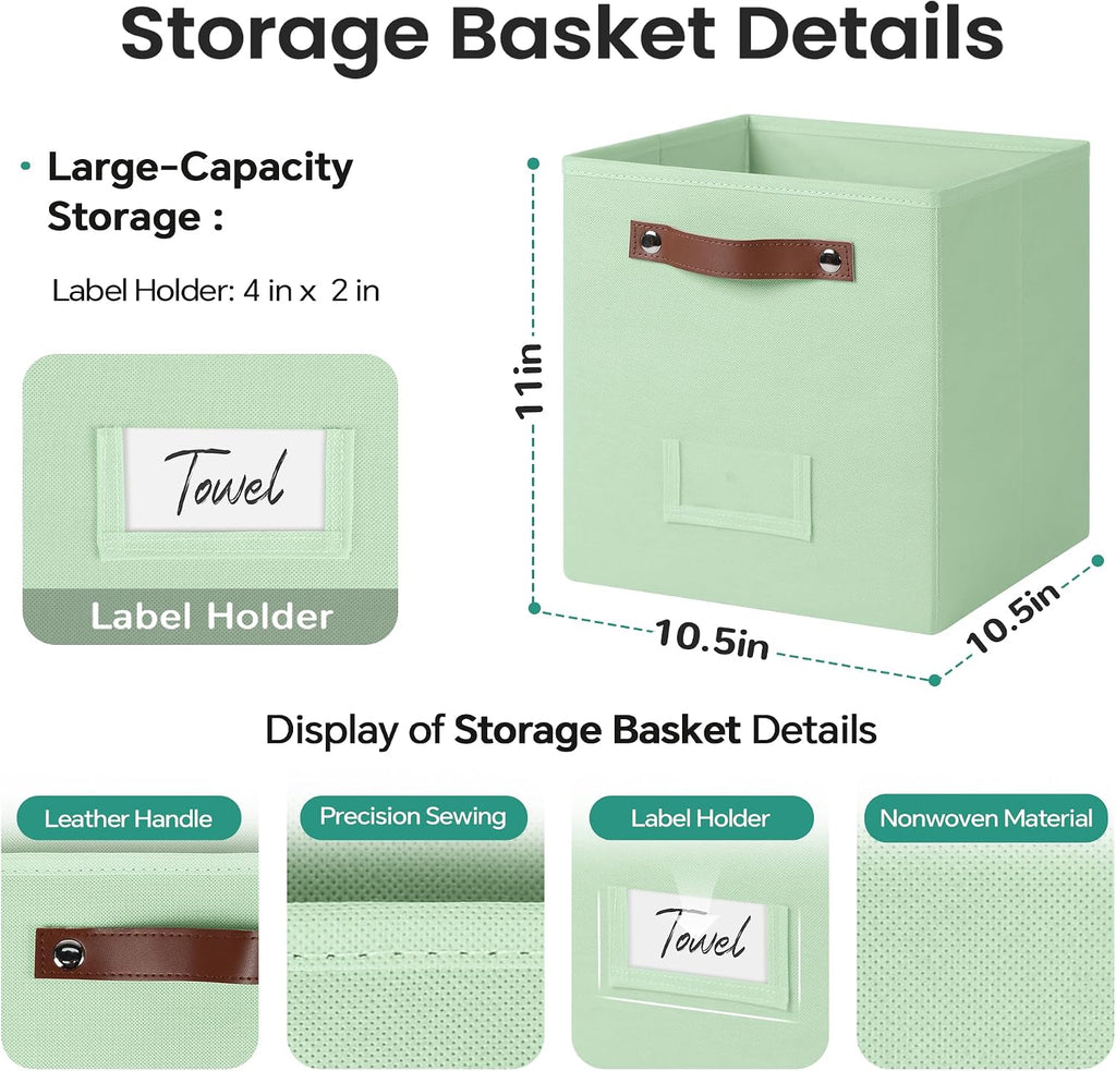 FinishingBo 10.5" x 11" Storage Bins with Labels 6 Pack