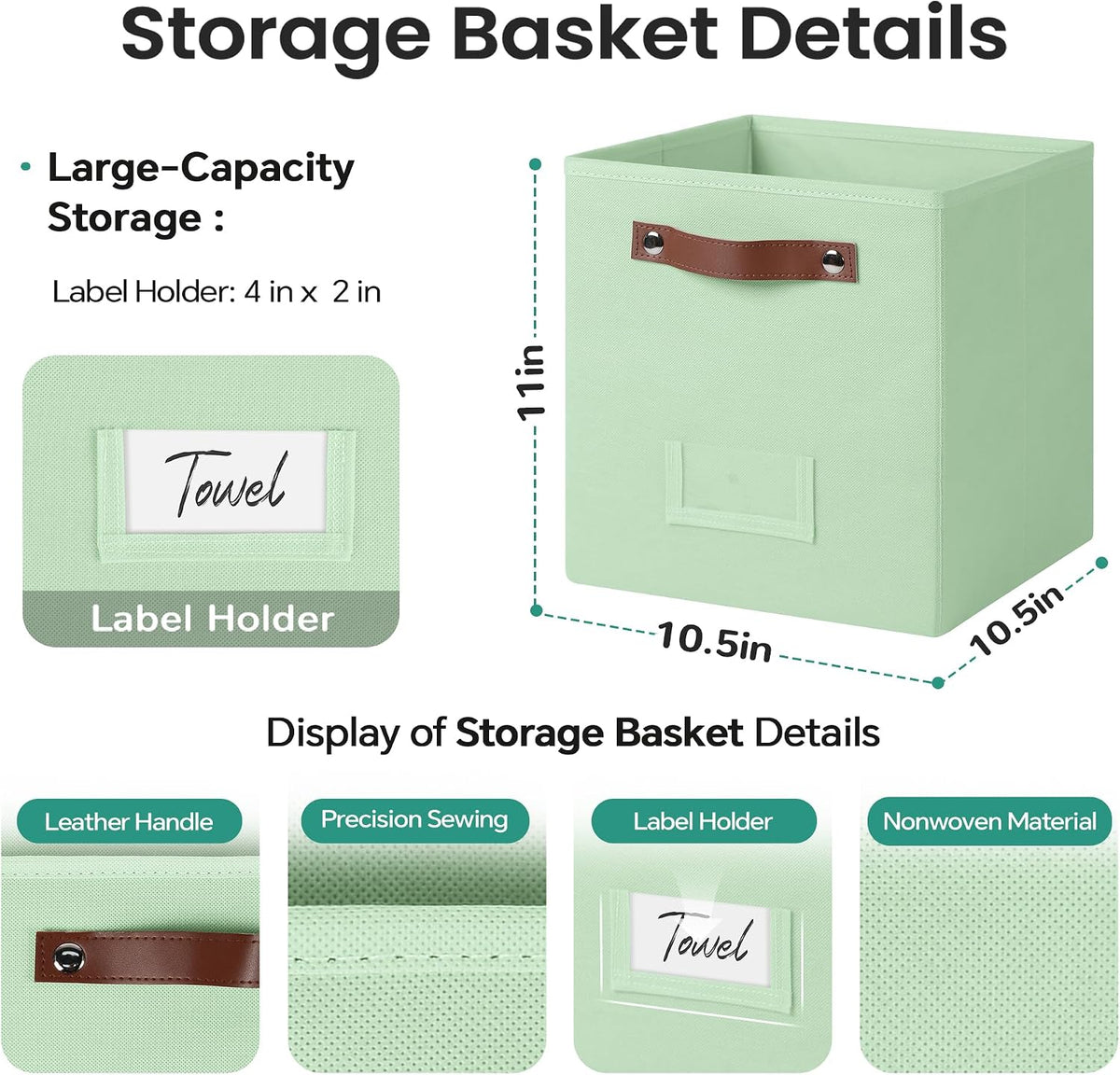 FinishingBo 10.5" x 11" Storage Bins with Labels 6 Pack