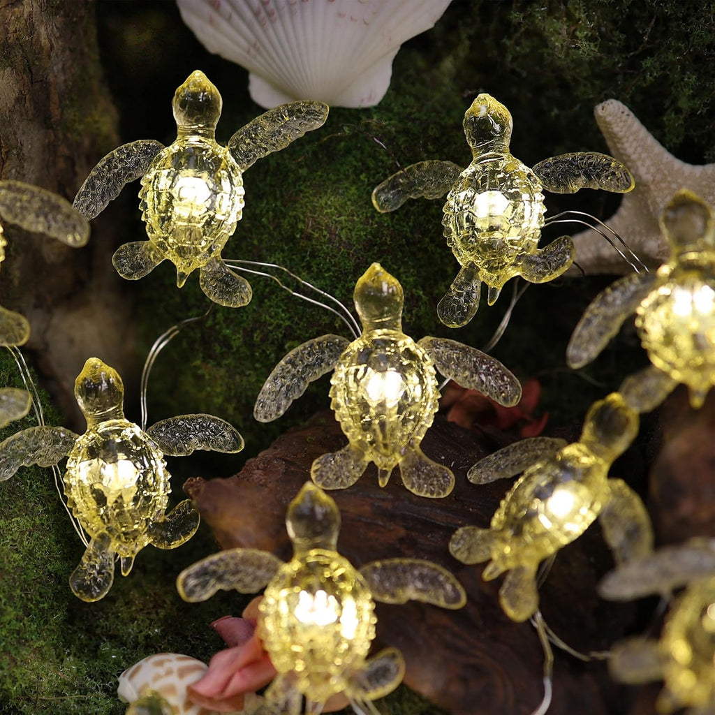 Sea Turtle Fairy Lights Ocean Theme String Lights Indoor-Cute Beach Light USB Plug in & Battery Operated 10ft 30 LEDs with Remote Control- Decorative Lights for Christmas Tree Bedroom Camping