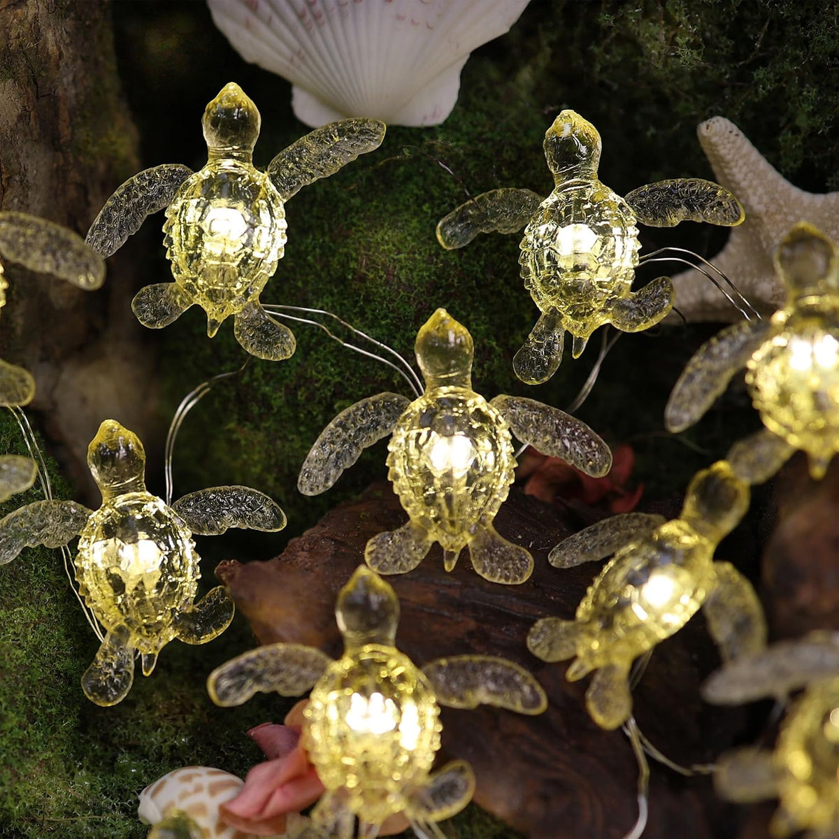 Sea Turtle Fairy Lights Ocean Theme String Lights Indoor-Cute Beach Light USB Plug in & Battery Operated 10ft 30 LEDs with Remote Control- Decorative Lights for Christmas Tree Bedroom Camping