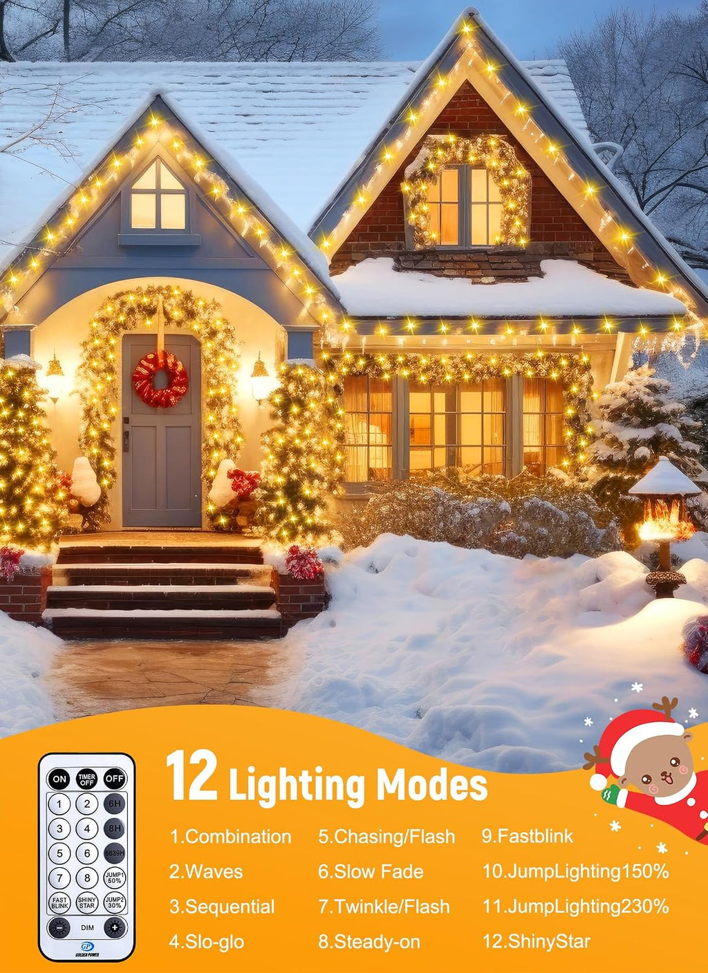 Brightown Christmas Tree Cluster Lights - 2000 LED 100 Ft Firecrackers String, 12 Modes Timer Remote Waterproof Plug-in Twinkle Fairy for Outdoor Xmas Tree Garland Party
