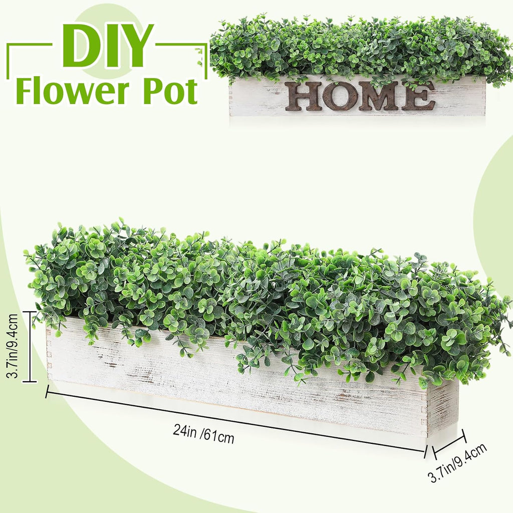 Lyrow 2 Pack Eucalyptus Plant,White,24 Inch,White Powdered Round Leaves