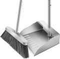 Dustpan with Broom Set,Long Handle Stainless Steel Dustpan and Broom Combo