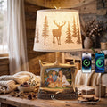 Dungoo 23" Rustic Antler Table Lamp with Picture Frame Lamp with USB-C Port