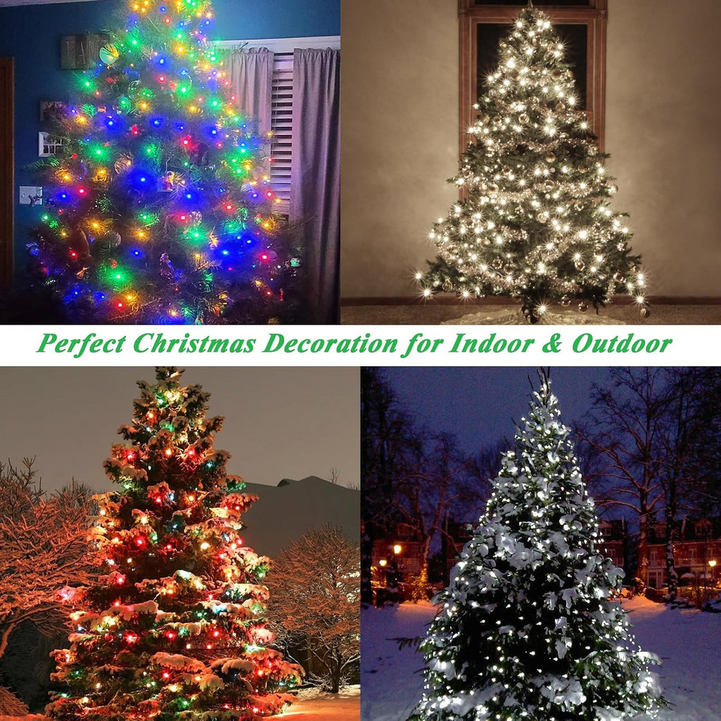 Wafloter 9.2ft x 16 Lines Multicolor to White Color Changing Christmas Tree Lights with Ring, 480 LEDs Xmas String Lights w/Remote,11 Light Mode, Timer & Memory for 5-9.2ft Christmas Tree Decorations