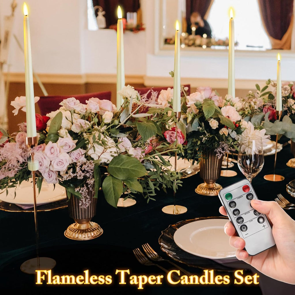 Rossesay 28 Pcs Flameless Taper Candles with Timer Remote, Warm White