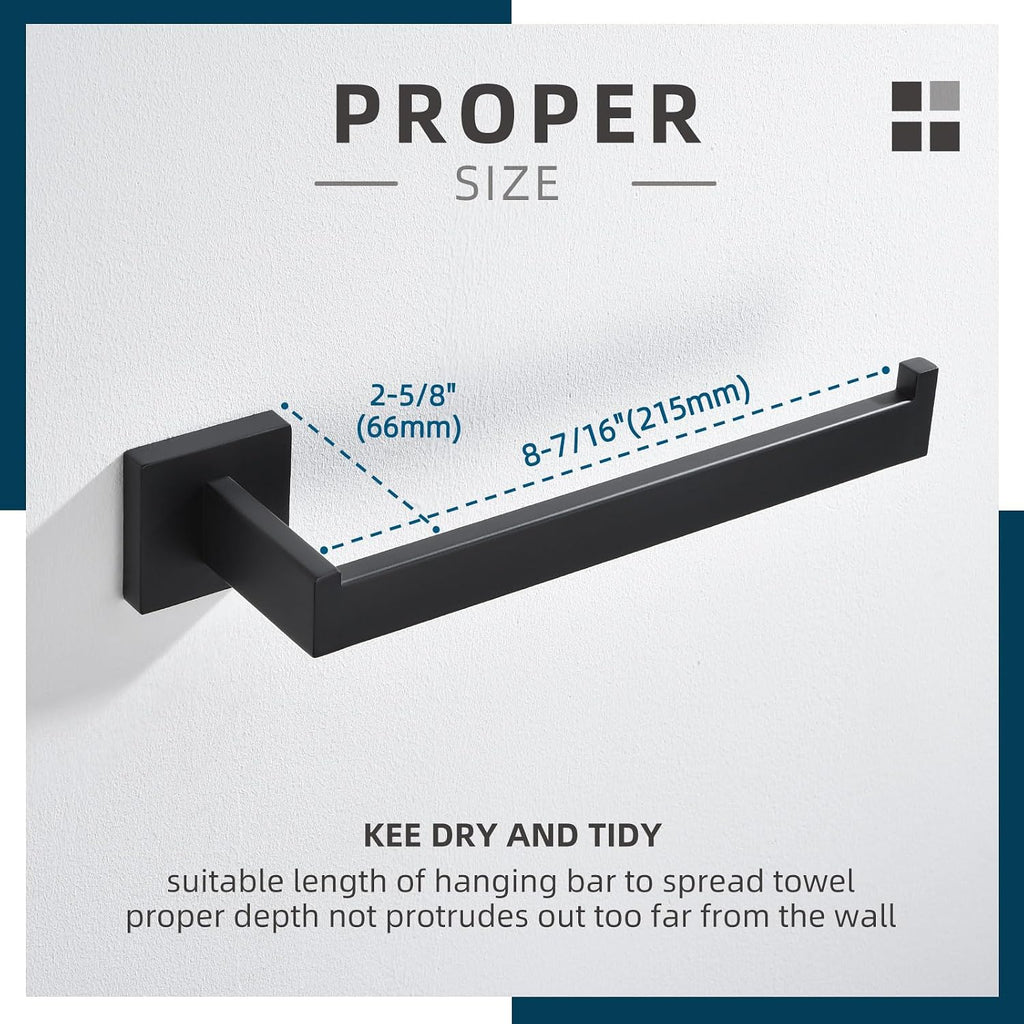 Angle Simple Bathroom Towel Holder Matte Black, 10.24-Inch Hand Towel Rack