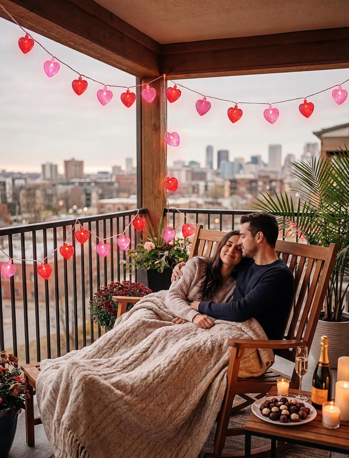 Oviejo Valentine Red & Pink Heart String Lights, 8.5FT Valentine's Day Decorations Lights with 10 Red Heart, Connectable Romantic Fairy Lights for Valentine, Wedding, Anniversary Party Decorations