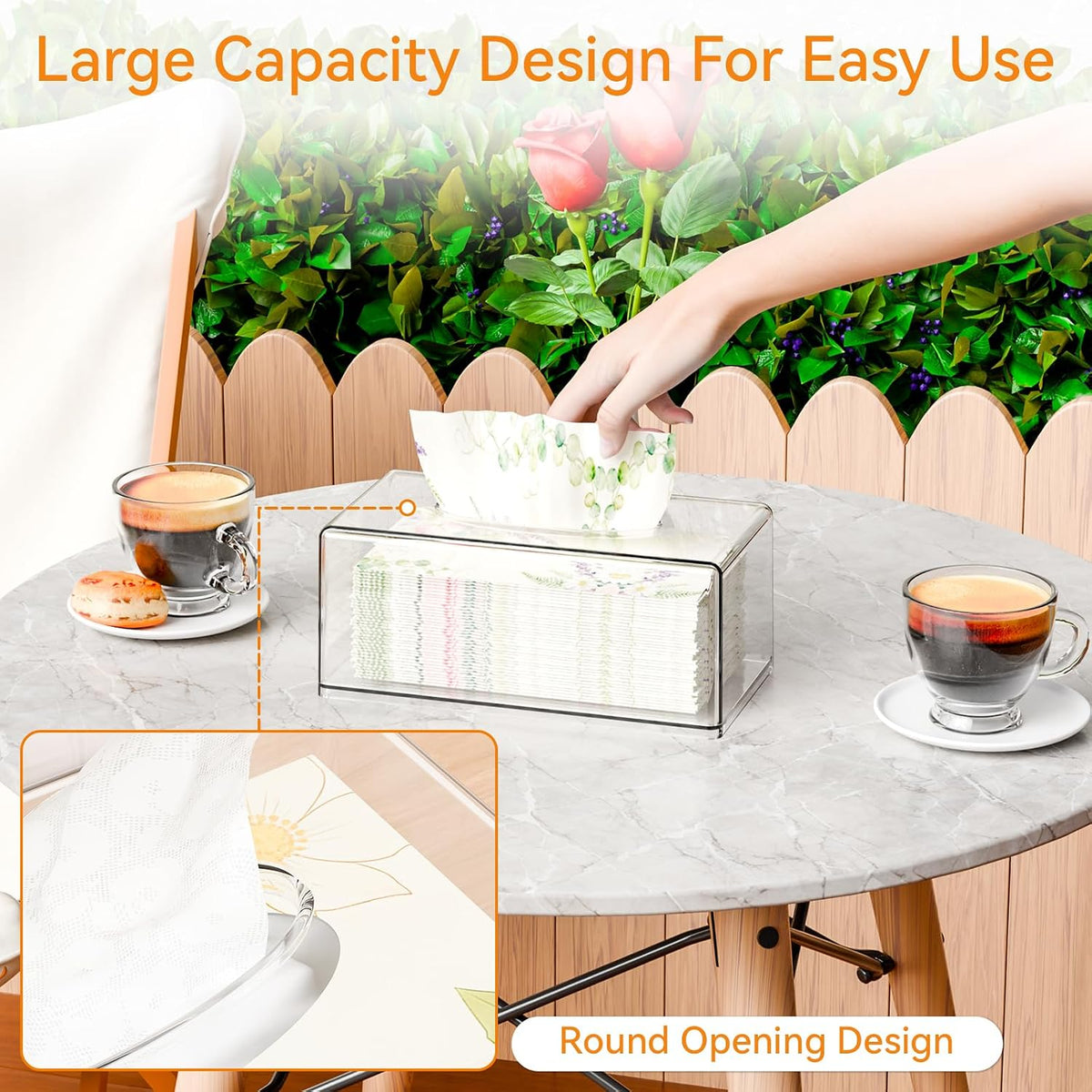 Cq acrylic Tissue Box Holder,Clear Tissue Box Cover Rectangle for Kleenex Tissue Cube Box,Napkin,Facial Tissue Dispenser Box Case for Countertop,Bathroom,Kitchen,Home,Office,10.2x5.5 Inch