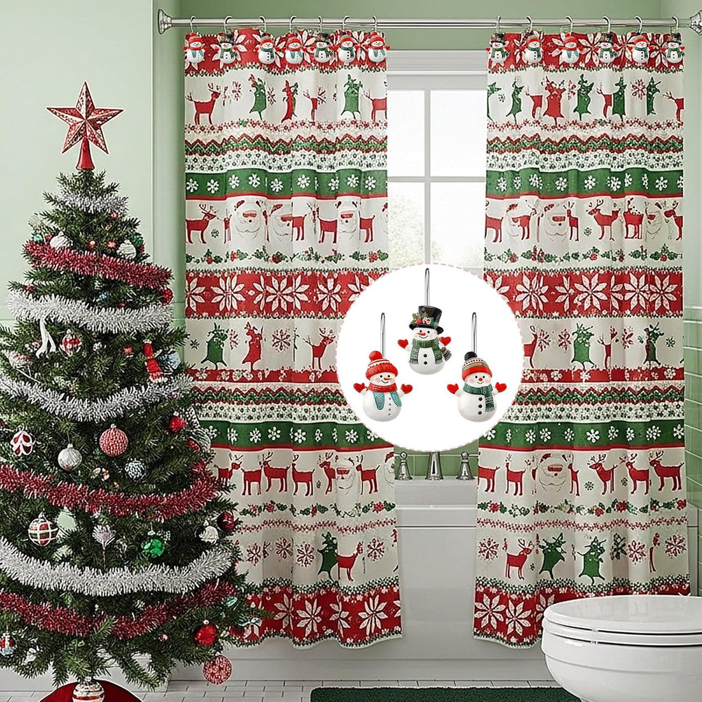 Colingmill 12 Pcs Christmas Snowman Shower Curtain Hooks Bulk