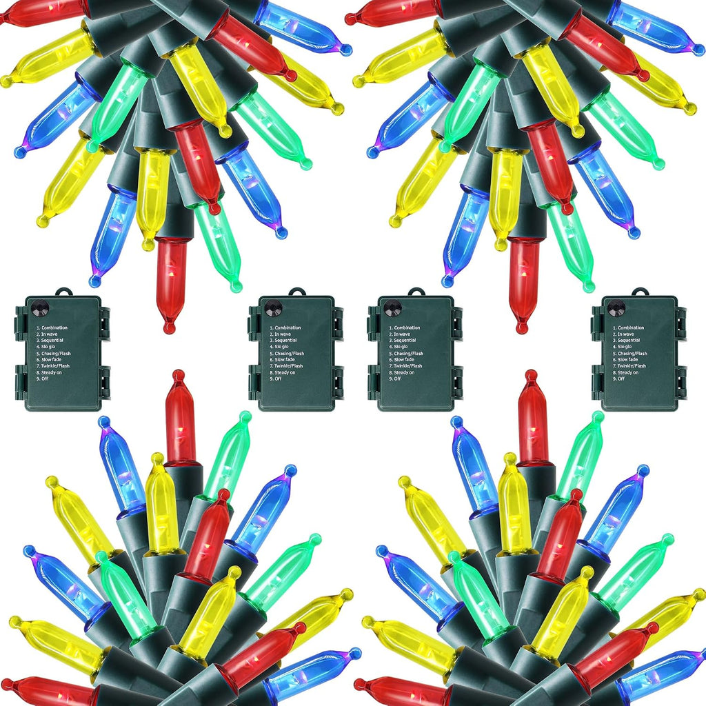 Joliyoou 16Ft 50LEDs Christmas Mini String Lights, 4 Packs