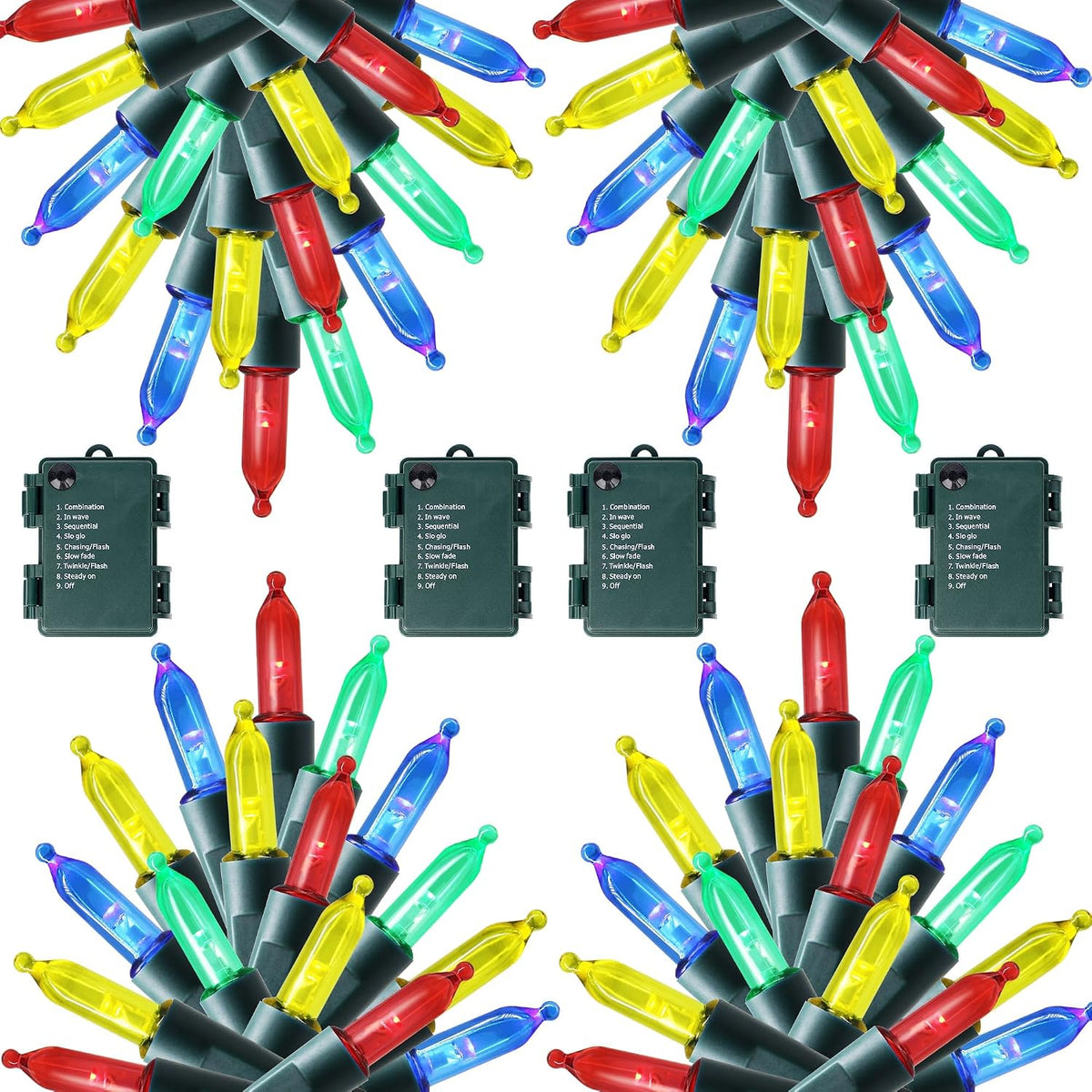 Joliyoou 16Ft 50LEDs Christmas Mini String Lights, 4 Packs