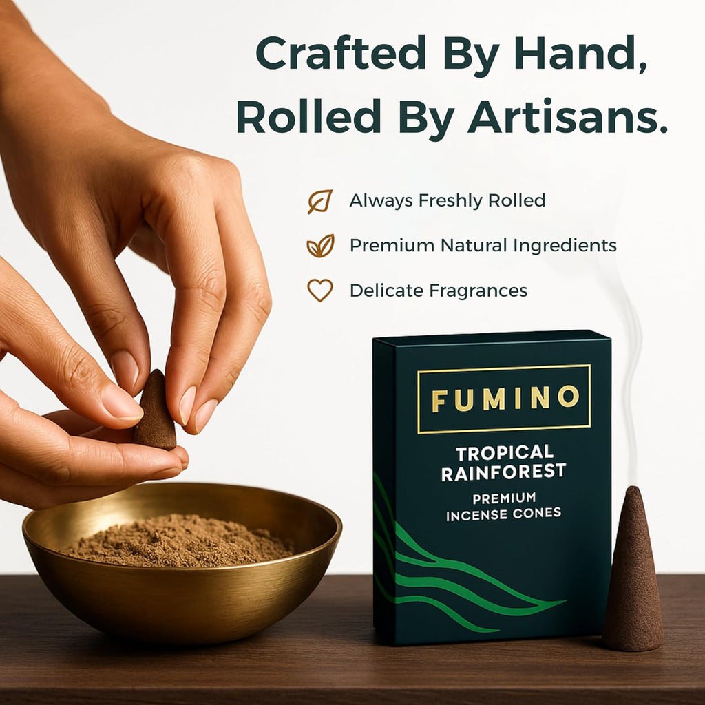 Fumino Californian White Sage Incense Cones 30 Pack - Handmade Natural Masala Incense Cones for Meditation & Home Fragrance, Low-Smoke Herbal & Cleansing Scent, Bureau Veritas Certified
