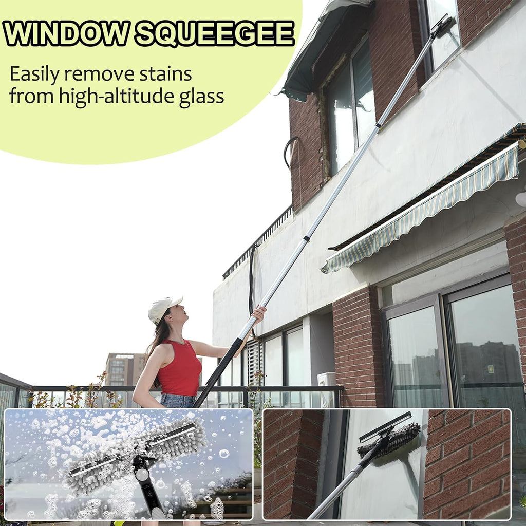 【Upgrade Anti Rotation 】 30FT High Reach Duster Kit,(18FT+6FT) Lightweight Aluminum Alloy Extension Rod,7-Piece Set,210° Steering Head Clean Various Angle,for Cleaning Ceiling,High Wall