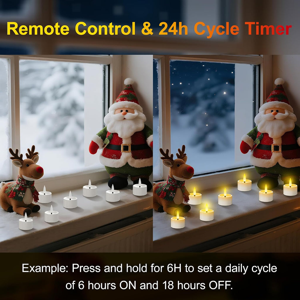 Rechargeable Tea Lights 12 Pack with Remote & Timer, Magnetic Charging Base