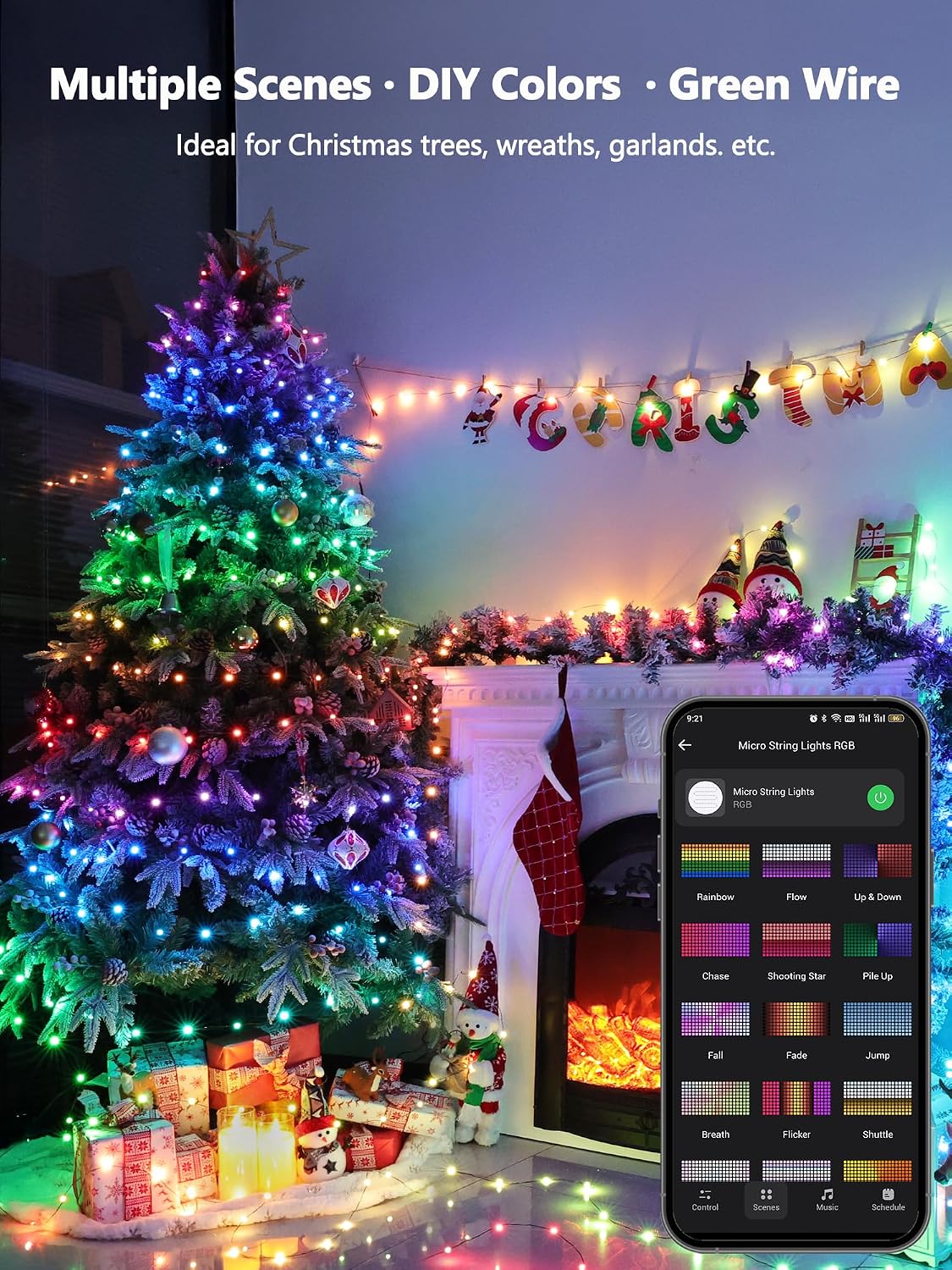 BrizLabs Smart RGB Fairy Lights, 33 ft 100 LED Compatible with Alexa/Google Home