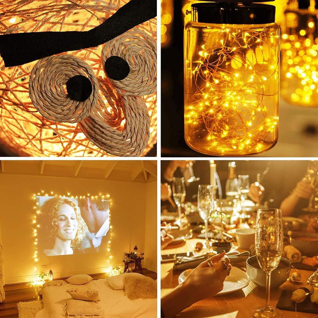 10 Pack Fairy Lights Battery Operated - 7ft 20 LED Twinkle Lights Copper Wire Mini String Lights Firefly Lights for Mason Jars DIY Crafts Christmas Centerpiece Table Decor, Warm White & Cool White