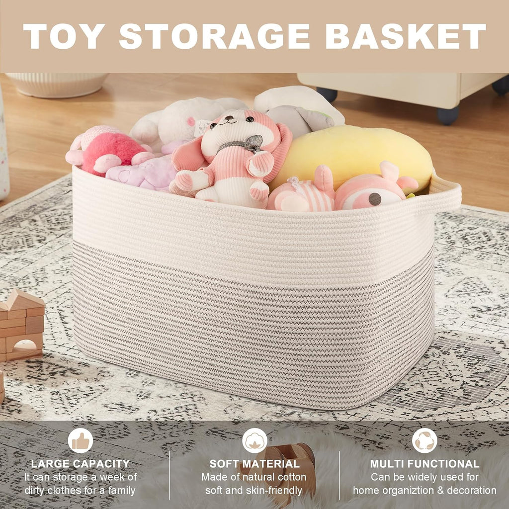 OIASKET 90L Extra Large Blanket Basket Living Room, 24"x16.9"x14.2"