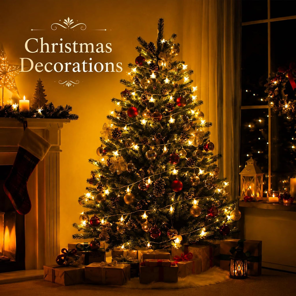 33ft Plug in Warm White Flower Fairy Lights String Christmas Hanging Decor