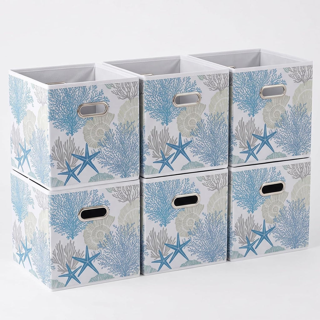 6pcs Fabric Collapsible Fabric Storage Cubes Organizer with Handles, Sturdy Storage Bins for Organization, 10.5" x 10.5" x 11"