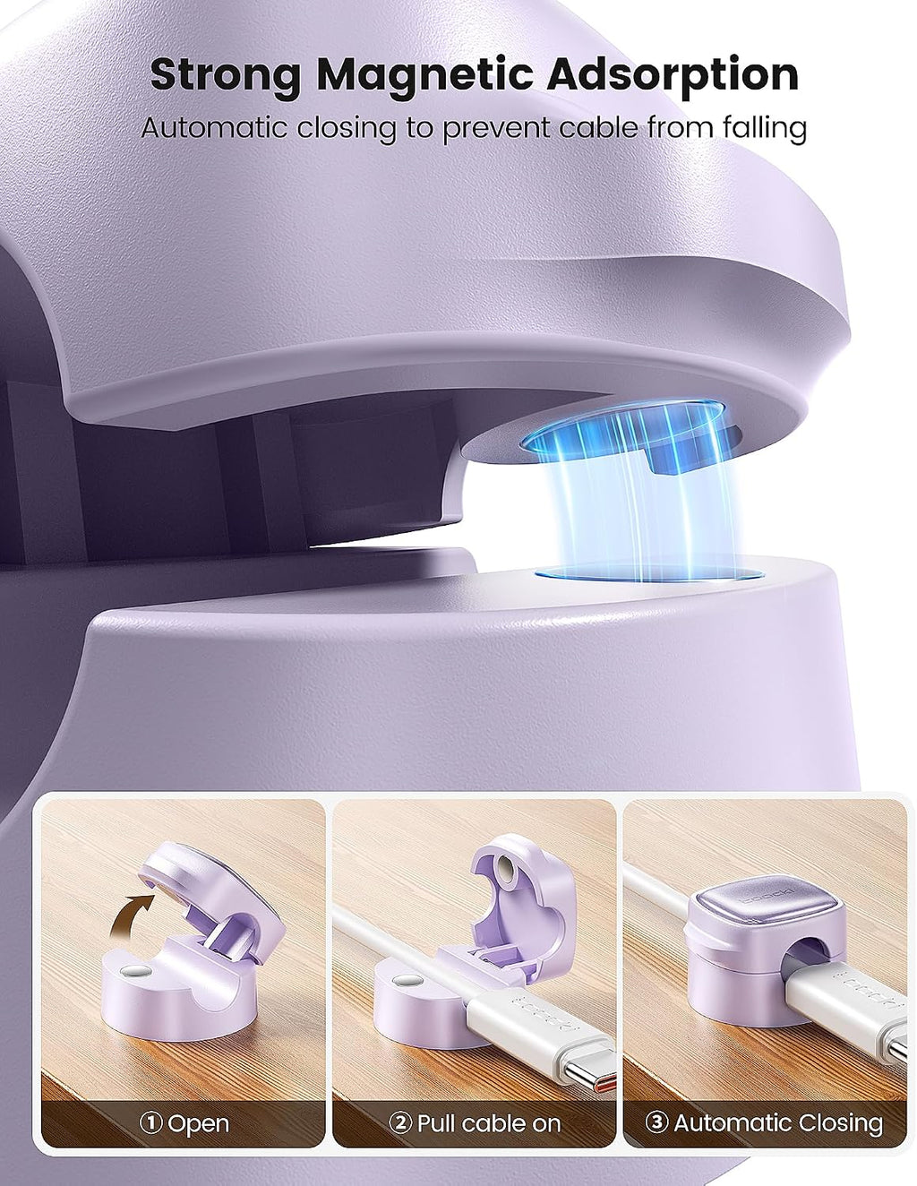 Toocki 6 Pack Magnetic Cable Clips, Purple