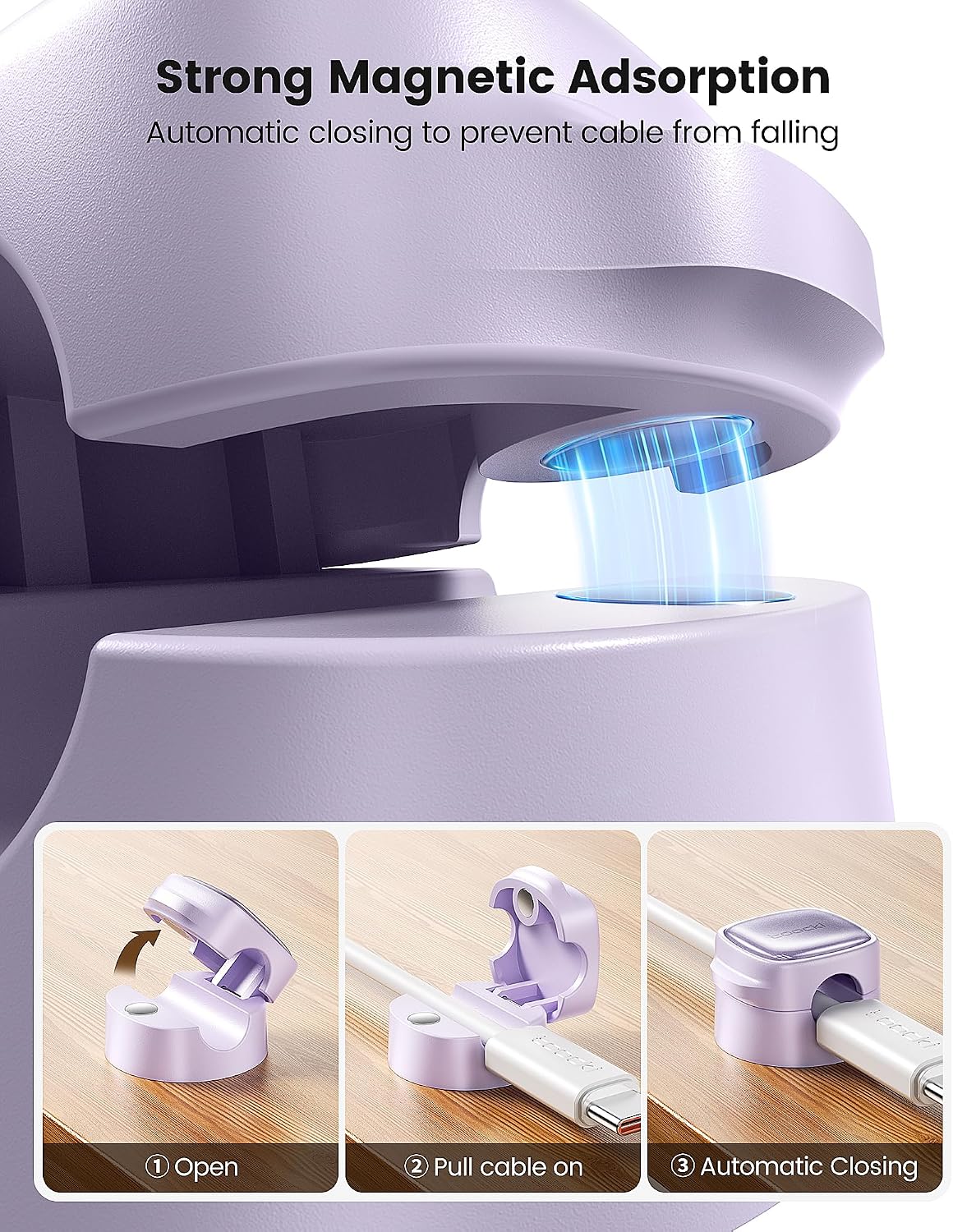 Toocki 6 Pack Magnetic Cable Clips, Purple