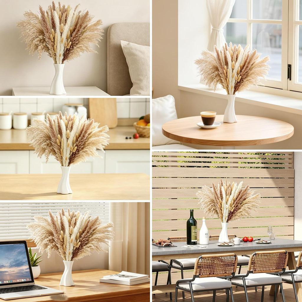 110PCS Natural Dried Flower 17inch Boho Dried Pampas Grass for Home Decor