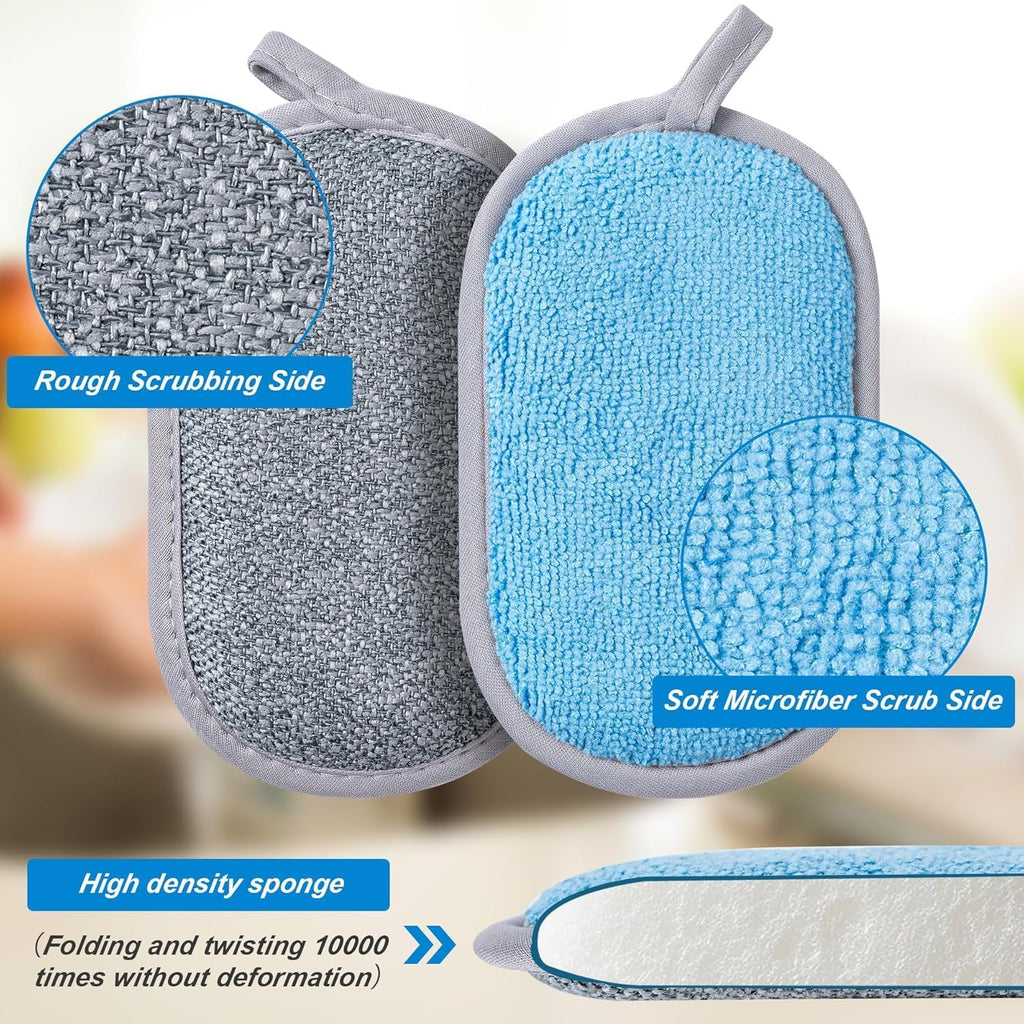Non Scratch Scrub Sponge-6pack, Dual-Sided Sponges Kitchen(M, 3 Color)
