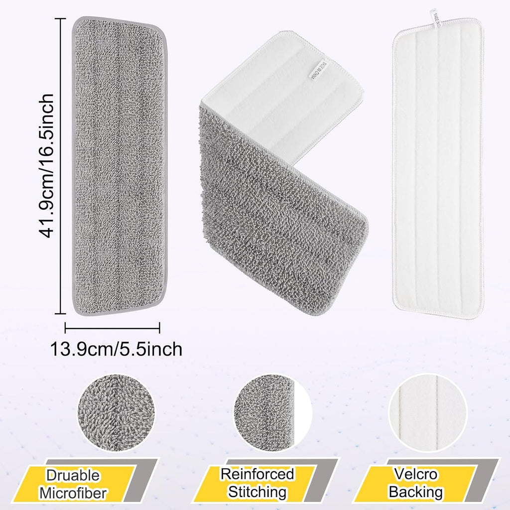 6 Pack 16.5 inch Reusable Mop Pads Microfiber Spray Mop Replacement Heads for Wet/Dry Mops Compatible with Bona Floor Care System