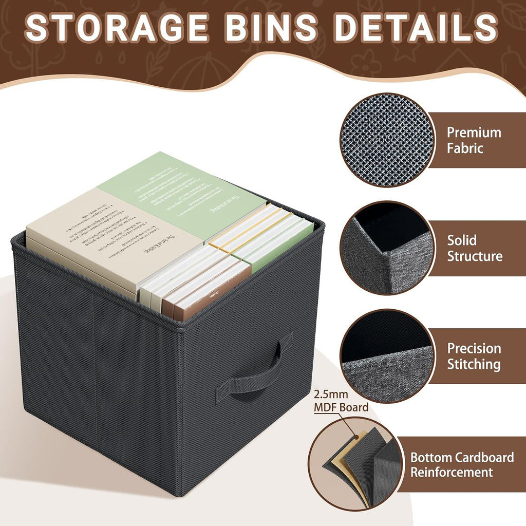 Cube Storage Bins, 11 Inch Fabric Storage Cubes with Handle