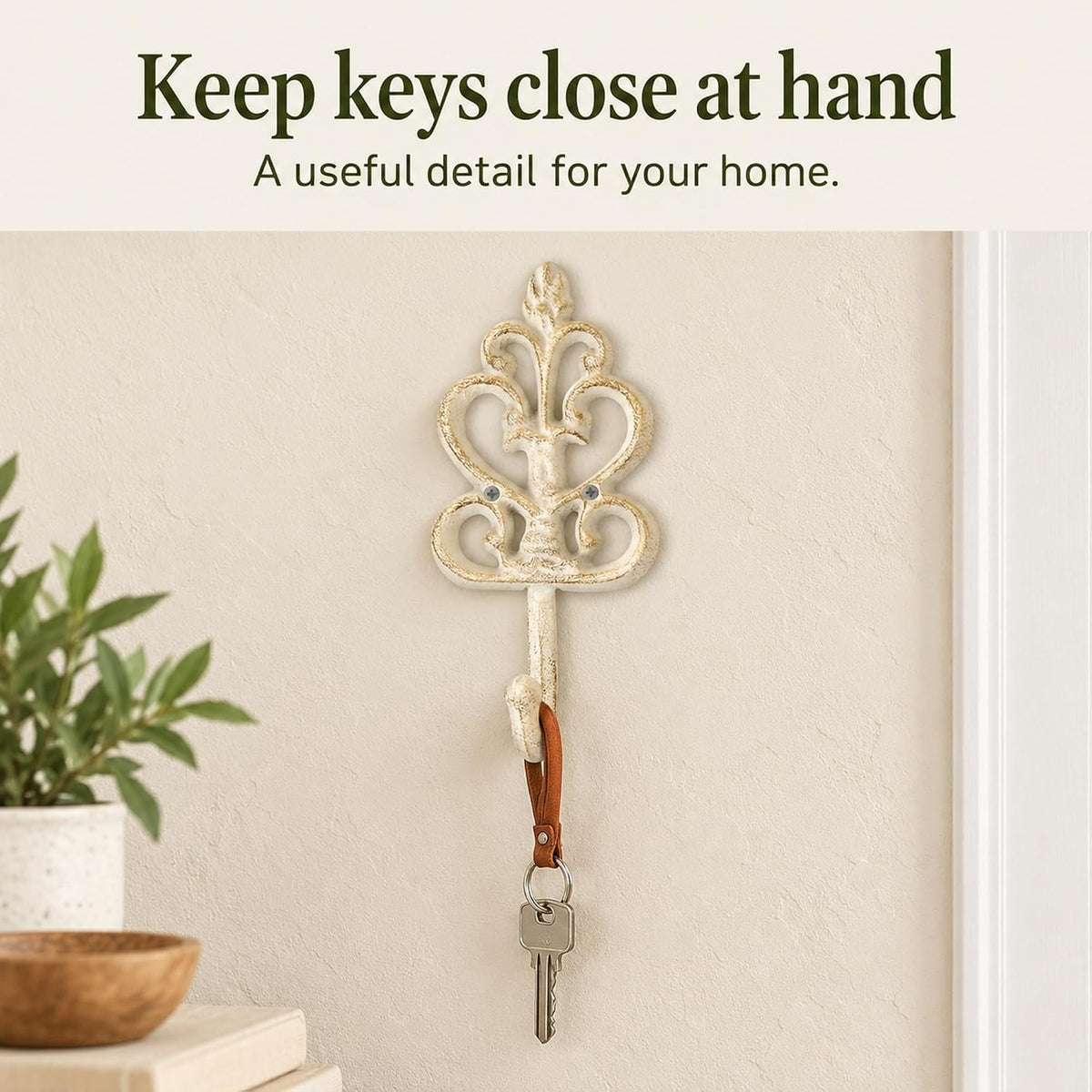 Comfify Rustic White Cast Iron Wall Hooks Set of 3 – Farmhouse Coat Hooks