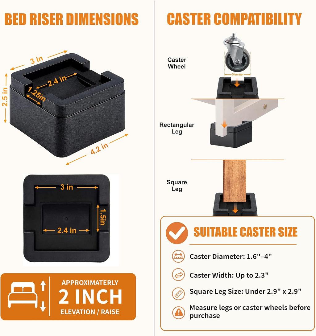 BTSD-home 2 Inch Heavy Duty Bed Risers