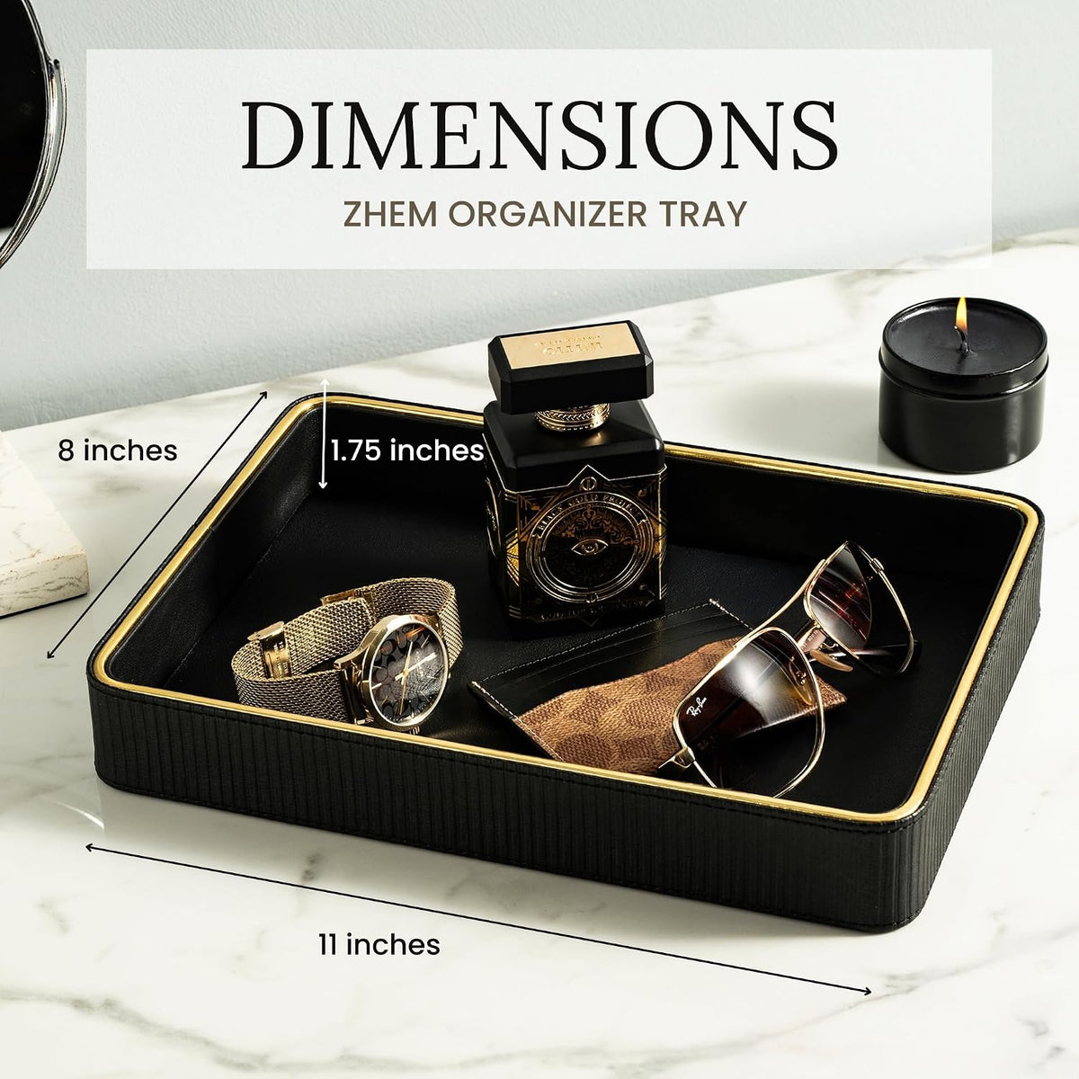 Leather Cologne Organizer Valet Tray for Men| Mens Valet Catch All Tray Key Basket| Leather Organizer Catchall