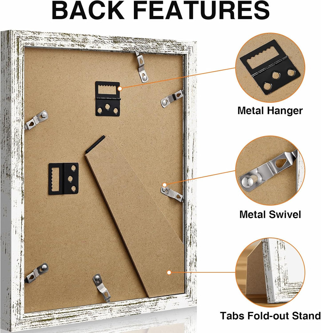 Pallene 15 Pack Gallery Wall Frame Set, Black, Brown, Distressed White